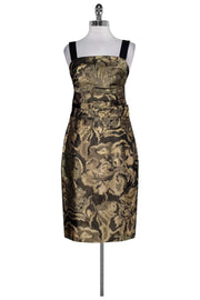 Current Boutique-Kay Unger - Gold, Black & Olive Metallic Dress Sz 4