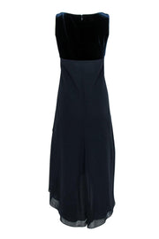 Current Boutique-Kay Unger - Midnight Blue Sleeveless High-Low Gown w/ Velvet Top Sz 8