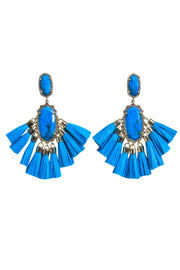 Current Boutique-Kendra Scott - Blue & Gold-Toned Stone Earrings w/ Tassels