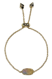 Current Boutique-Kendra Scott - Gold Adjustable “Elaina” Chain Bracelet w/ Sparkly Iridescent Stone