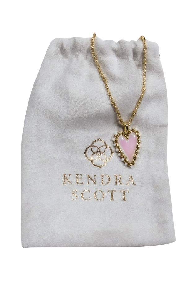 Current Boutique-Kendra Scott - Gold Chain "Ansley" Necklace w/ Iridescent Heart Pendant