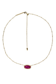 Current Boutique-Kendra Scott - Gold Chain Necklace w/ Sparkly Magenta Stone