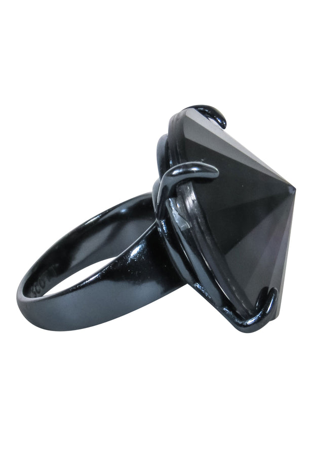 Current Boutique-Kendra Scott - Large Black Gem Statement Ring Sz 7