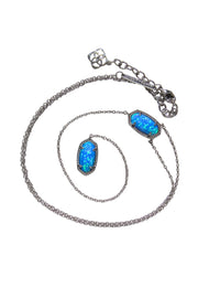 Current Boutique-Kendra Scott - Ocean Opal Silver-Toned "Ellison" Y Necklace