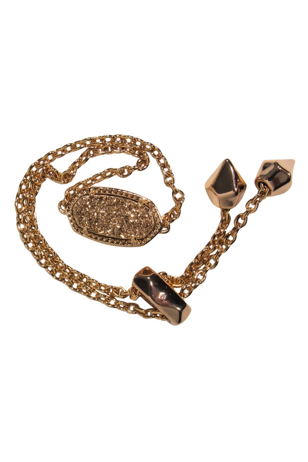 Current Boutique-Kendra Scott - Rose Gold Adjustable “Elaina” Chain Bracelet w/ Sparkly Stone