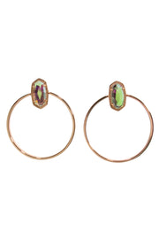 Current Boutique-Kendra Scott - Rose Gold Stud Hoop Earrings w/ Iridescent Stones