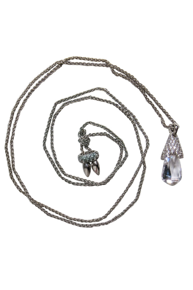 Current Boutique-Kendra Scott - Silver Chain Necklace w/ Crystal Pendant