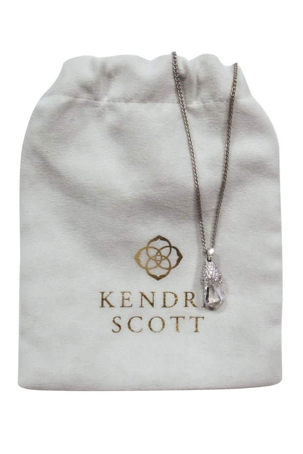 Current Boutique-Kendra Scott - Silver Chain Necklace w/ Crystal Pendant