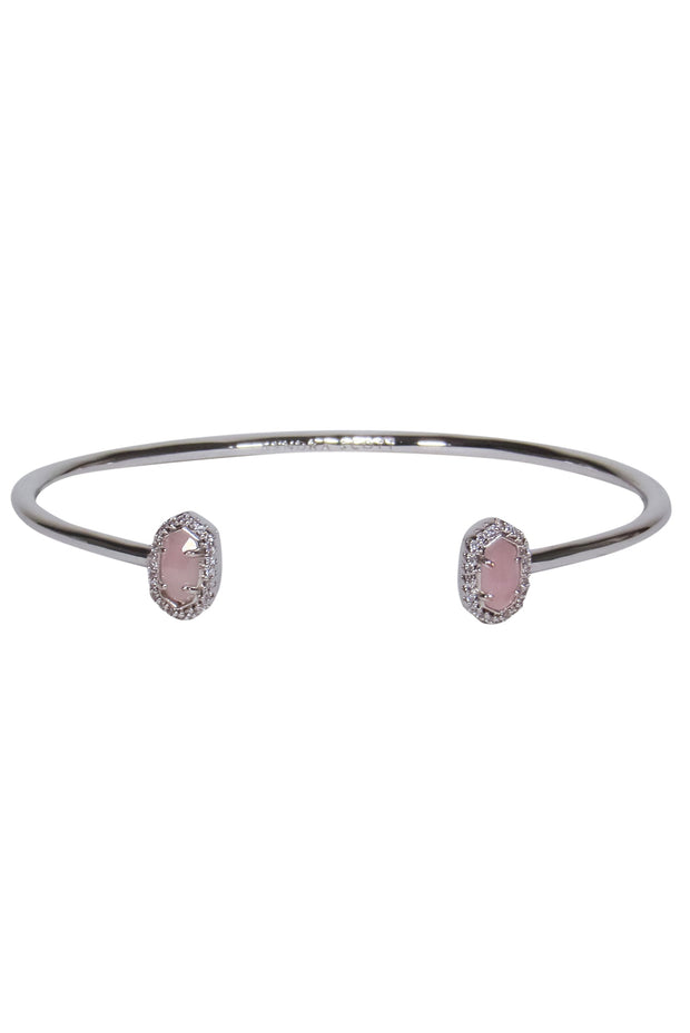 Current Boutique-Kendra Scott - Silver & Rose Quartz "Elton" Cuff Bracelet