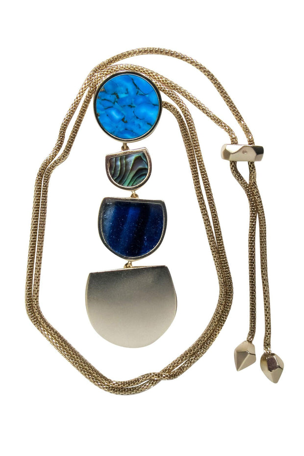 Current Boutique-Kendra Scott - Turquoise & Blue Gold ‘Luna’ Pendant Necklace