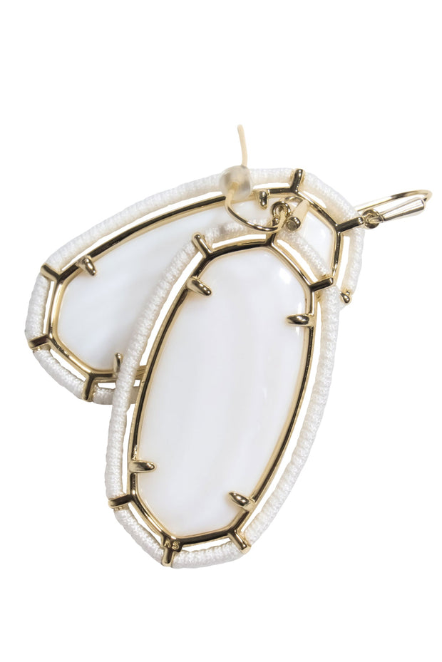 Current Boutique-Kendra Scott - White & Gold Gem Drop Earrings