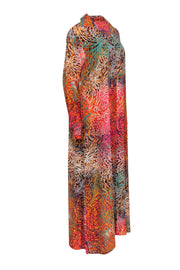 Current Boutique-Kika Vargas - Multicolored Abstract Floral Print Button-Up Silk Maxi Dress Sz S