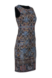 Current Boutique-Kobi Halperin - Blue & Gold Printed Shift Dress Sz 0