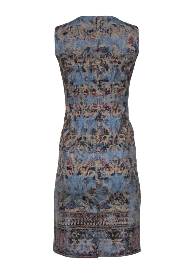 Current Boutique-Kobi Halperin - Blue & Gold Printed Shift Dress Sz 0