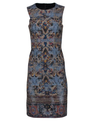 Current Boutique-Kobi Halperin - Blue & Gold Printed Shift Dress Sz 0