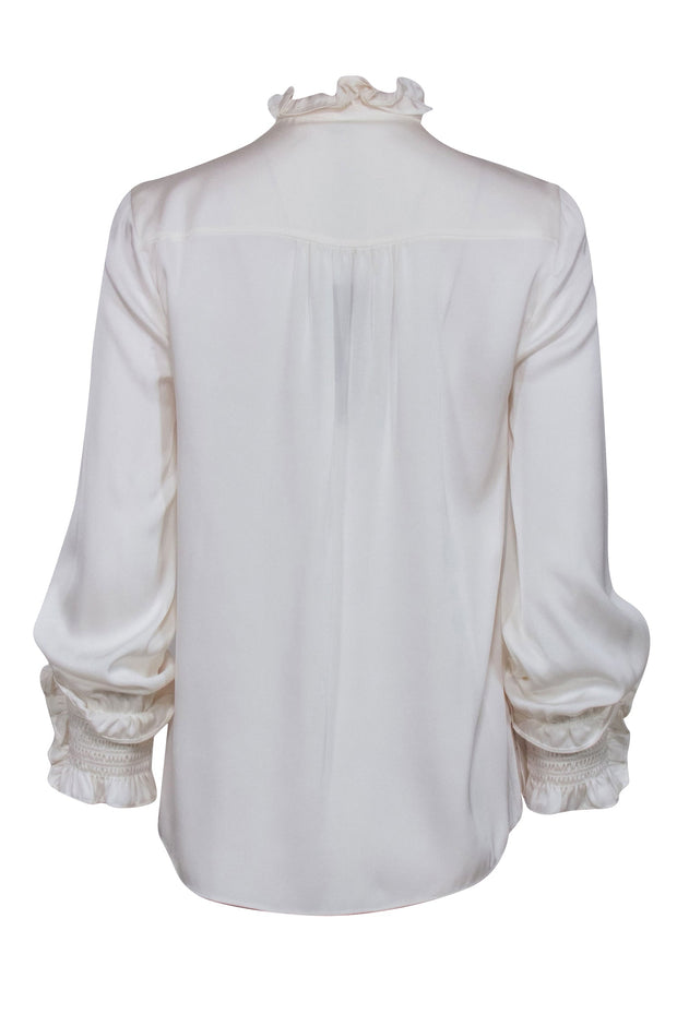 Current Boutique-Kobi Halperin - Ivory Silk Long Sleeve Blouse Sz S