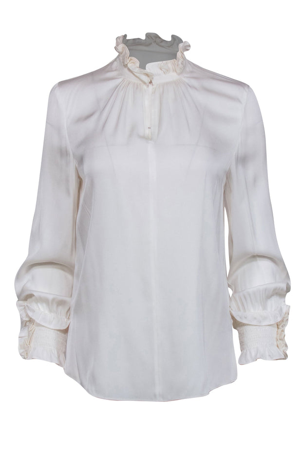 Current Boutique-Kobi Halperin - Ivory Silk Long Sleeve Blouse Sz S