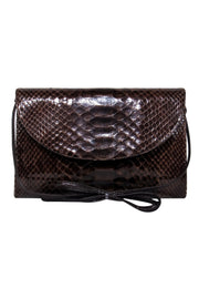 Current Boutique-Koret - Vintage Brown Patent Snakeskin Flap Crossbody