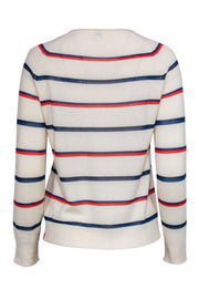 Current Boutique-Kule - Ivory, Orange & Blue Striped Cashmere Blend Sweater Sz XS