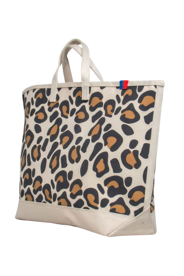 Current Boutique-Kule - Large Beige & Brown Leopard Print Canvas Tote