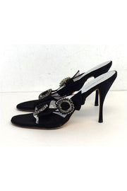 Current Boutique-Kurt Geiger - Black Silk Slip On Buckle Heels Sz 8