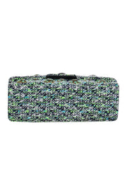 Current Boutique-Kurt Geiger - Mint & Navy Tweed Crossbody w/ Flower Embellishments