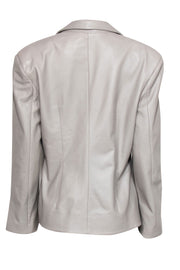 Current Boutique-LAMARQUE - Light Grey Buttoned Leather Blazer Sz L