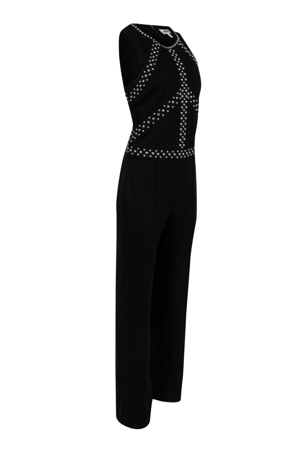 Current Boutique-L'Agence - Black Sleeveless Jumpsuit w/ Silver-Toned Studs Sz 8