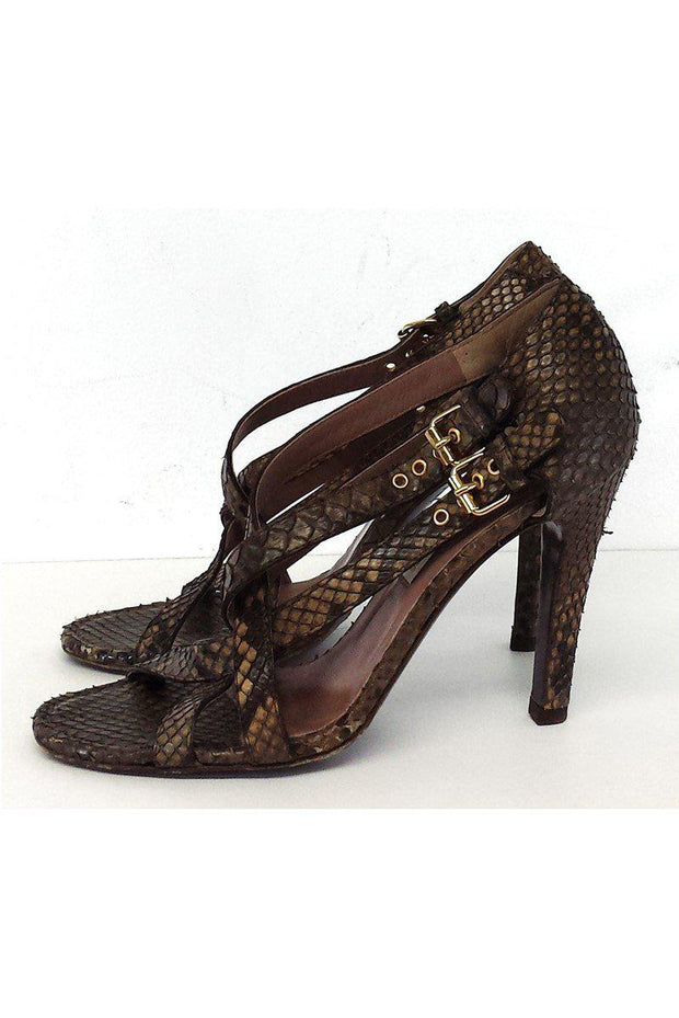 Current Boutique-L'Autre Chose - Brown Snakeskin Sandal Heels Sz 7