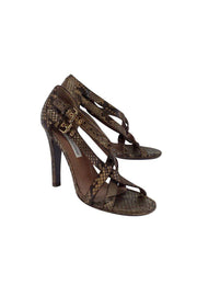 Current Boutique-L'Autre Chose - Brown Snakeskin Sandal Heels Sz 7