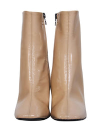 Current Boutique-L’Intervalle - Beige Patent Leather Square Toe Block Heel Booties Sz 7