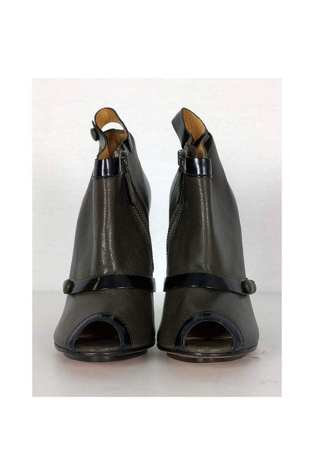 Current Boutique-L.A.M.B. - Olive Green & Black Open Toe Booties Sz 7