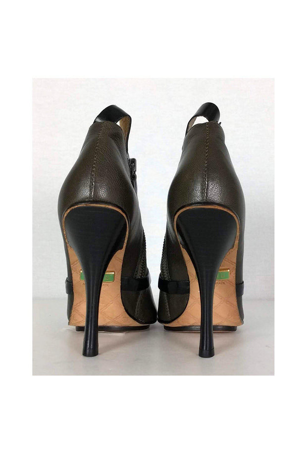 Current Boutique-L.A.M.B. - Olive Green & Black Open Toe Booties Sz 7