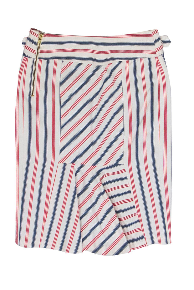 Current Boutique-L.A.M.B. - Red, White & Blue Striped Pencil Skirt w/ Belt Sz 2