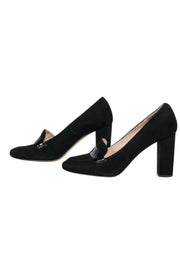 Current Boutique-L.K. Bennett - Black Suede Loafer-Style Block Heel Pumps Sz 7.5