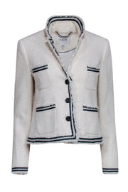 Current Boutique-L.K. Bennett - Cream Tweed Blazer w/ Navy Trim Sz 6