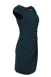 Current Boutique-L.K. Bennett - Forest Green Fitted Shift Dress w/ Ruched Details & Cap Sleeves Sz 8