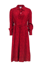 Current Boutique-L.K. Bennett - Red Printed Long Sleeve Silk Midi Dress Sz 6