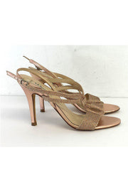 Current Boutique-L.K. Bennett - Shimmer Rose Gold Braided Strappy Heels Sz 9.5