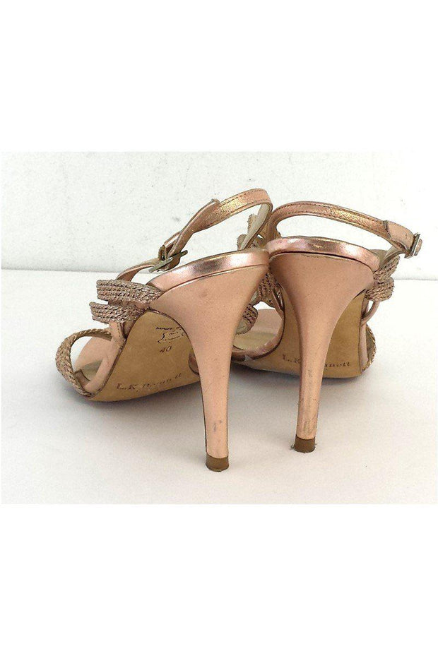 Current Boutique-L.K. Bennett - Shimmer Rose Gold Braided Strappy Heels Sz 9.5