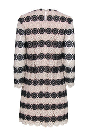 Current Boutique-L.K. Bennett - White & Black Crochet Long Sleeve Shift Dress Sz 8