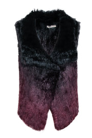 Current Boutique-La Fiorentina - Black & Red Ombre Rabbit Fur Vest One Size