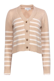 Current Boutique-La Ligne - Peach & White Striped Cropped Wool Blend Cardigan Sz S