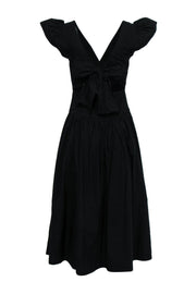 Current Boutique-La Vie Rebecca Taylor - Black Ruffle Sleeve Cotton Midi Dress Sz XS