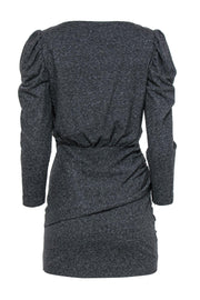 Current Boutique-La Vie Rebecca Taylor - Grey Bodycon Ruched Dress w/ Puff Sleeves Sz XS