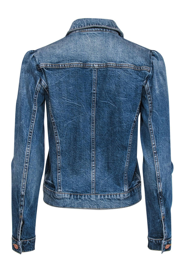 Current Boutique-La Vie Rebecca Taylor - Medium Wash Puff Sleeve Denim Jacket Sz S