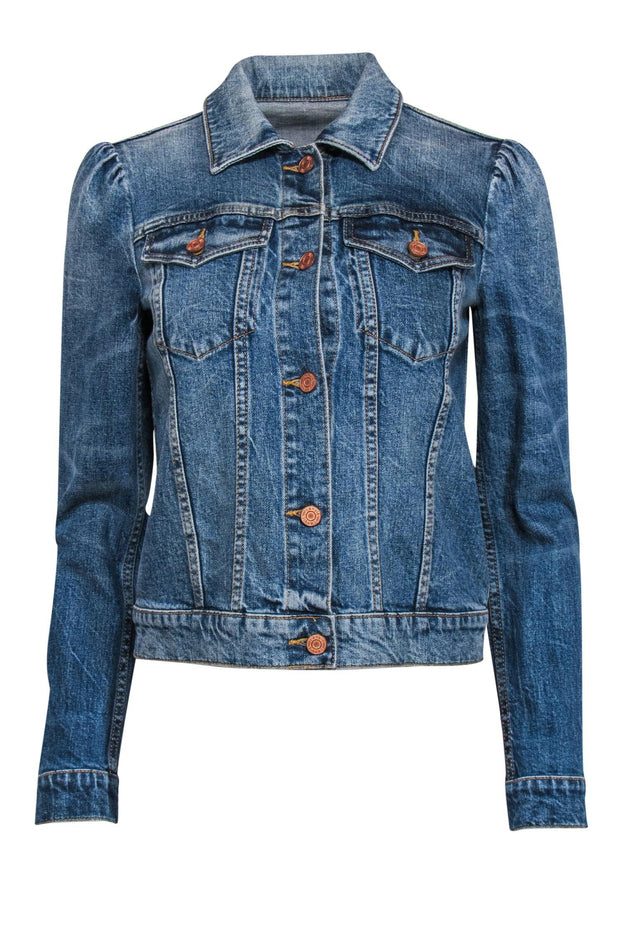 Current Boutique-La Vie Rebecca Taylor - Medium Wash Puff Sleeve Denim Jacket Sz S