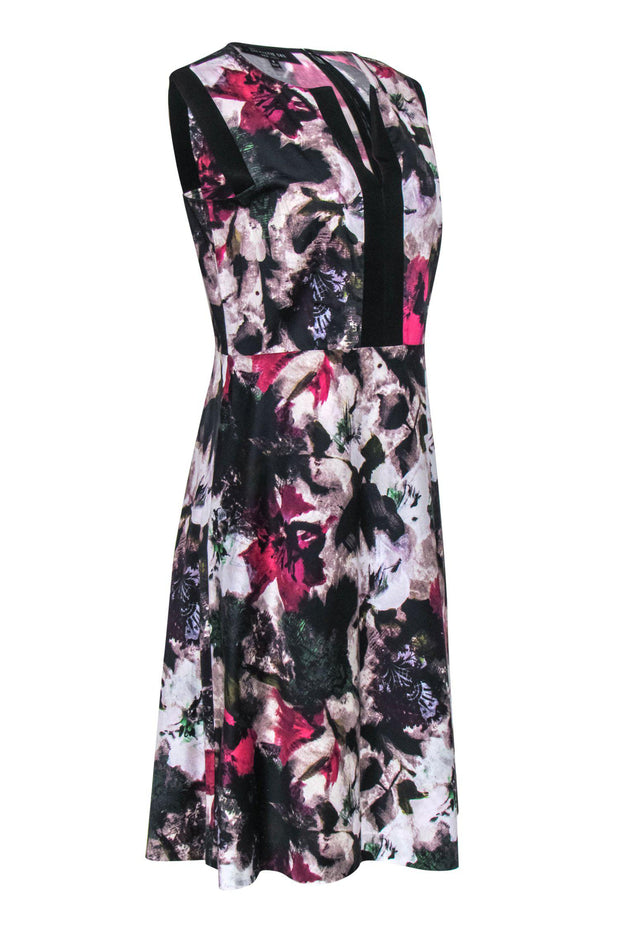 Current Boutique-Lafayette 148 - Abstract Floral Printed Cotton Dress Sz 8