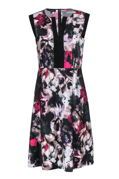 Current Boutique-Lafayette 148 - Abstract Floral Printed Cotton Dress Sz 8