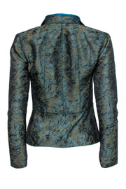 Current Boutique-Lafayette 148 – Blue & Green Metallic Floral Brocade Blazer Sz 6